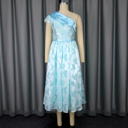 Asymmetrisk jacquardaftonklänning