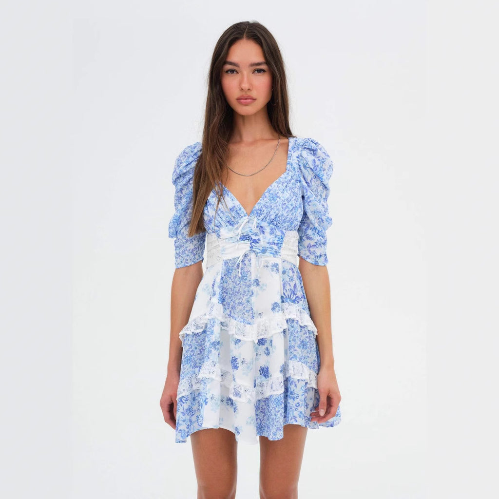 Floral Lace Patchwork Dress Women