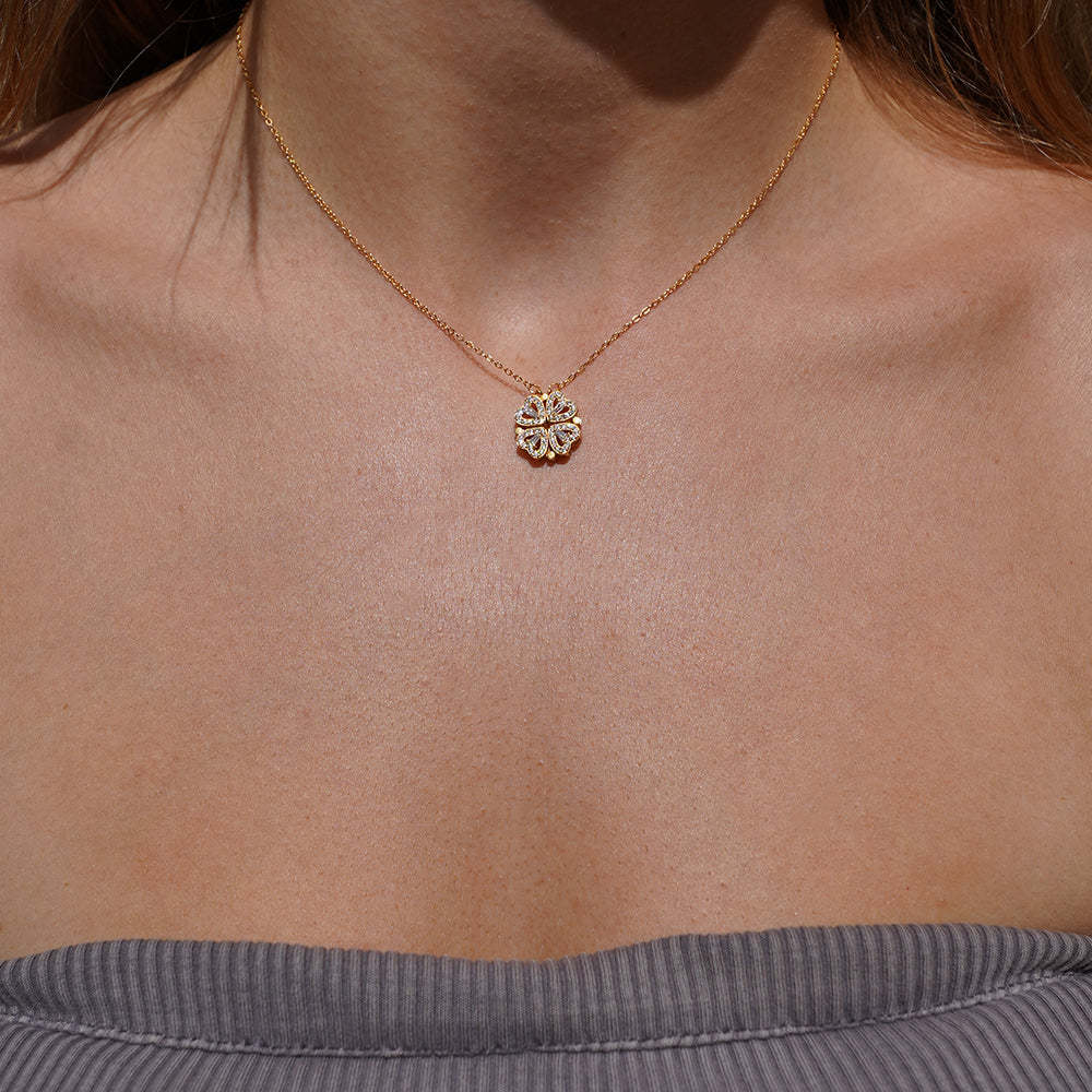 Heart-shaped Four-leaf Clover Micro-set Zircon Women's Necklace Gift Box
