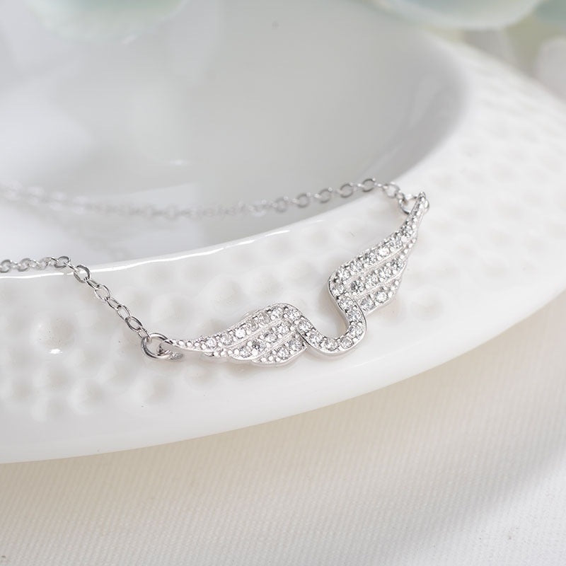 Gilding Zircon Angel Wings Chic All-match High-grade Light Luxury Ladies Necklace