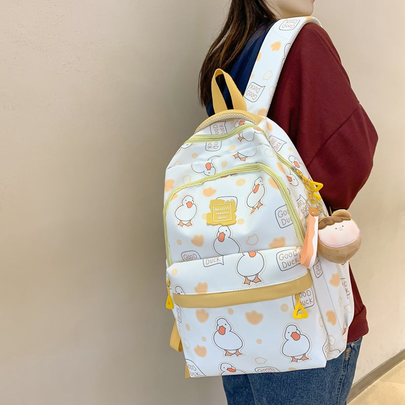 Cute Schoolbag Girl Cartoon Girl Hit Color