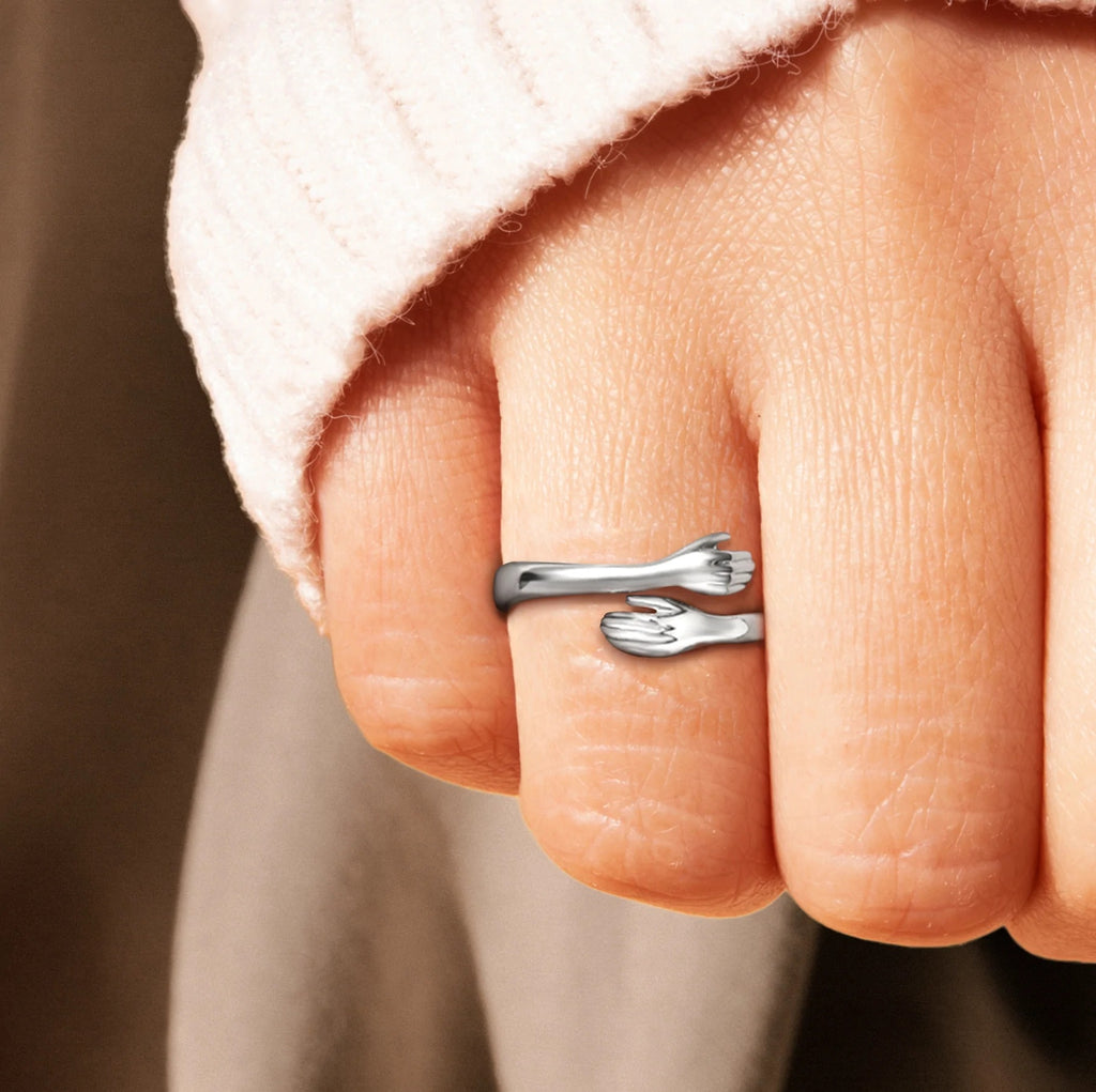 S925 Sterling Silver Hug Ring For Women Simple Fashion Forefinger