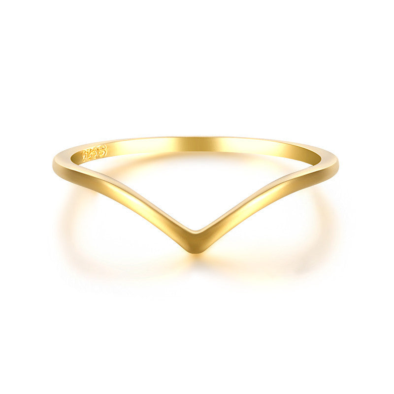 Pure Silver V-shaped Thin Ring Creative Style