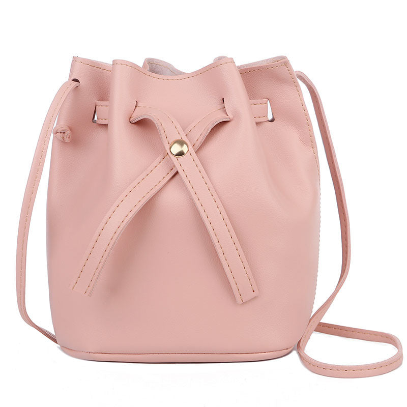 Korean Style Solid Color Bucket Bag Spring Ladies Shoulder Bag