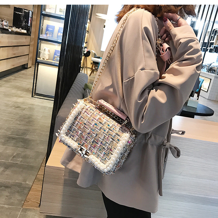 Chain bag pearl fashion small square bag