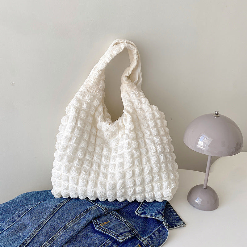 Pleated Bubble Bag Girl One-shoulder Hand Carrying