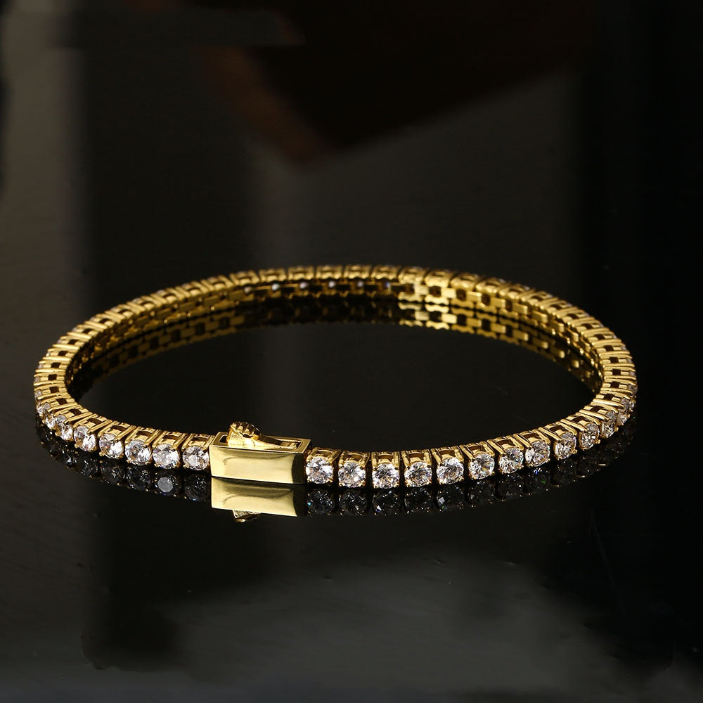 Full Rhinestone Zircon Tennis Chain Bracelet Color Retention