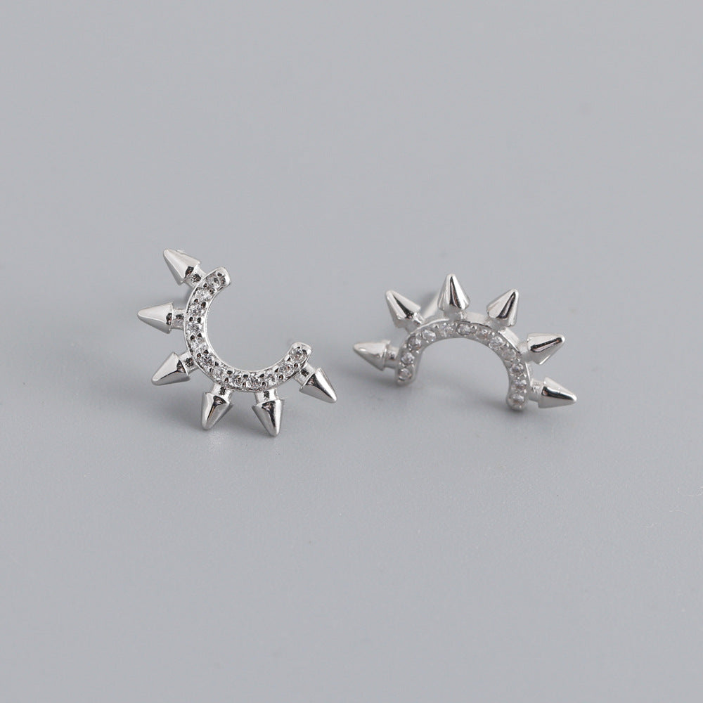 Punk Pointed Tapered S925 Sterling Silver Diamond Fashion Personality Earrings