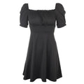 Fashionable Back Strap Bubble Short Sleeve Dress Women
