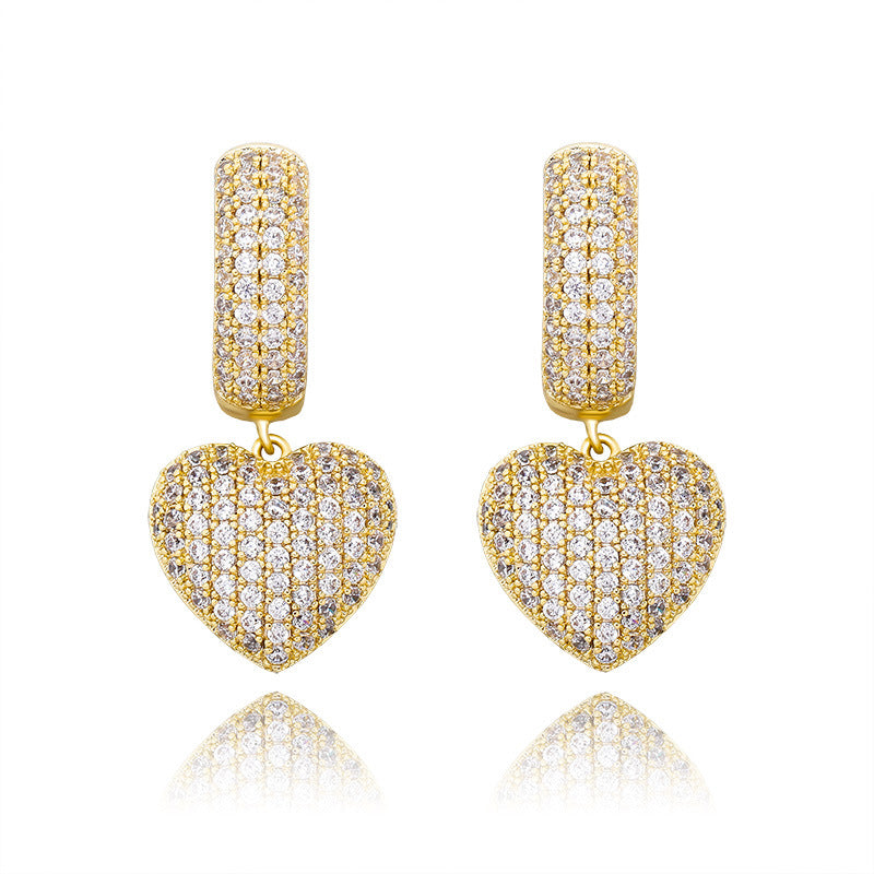 Electroplated Full Zircon Personalized Shiny Earrings