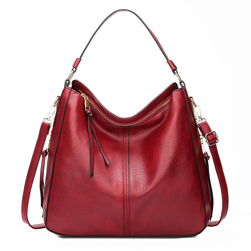 Hobos Zipper Bucket Bags With Adjustable Shoulder-strap Handbags Temperament High Capacity Messenger Shoulder Bag For Women