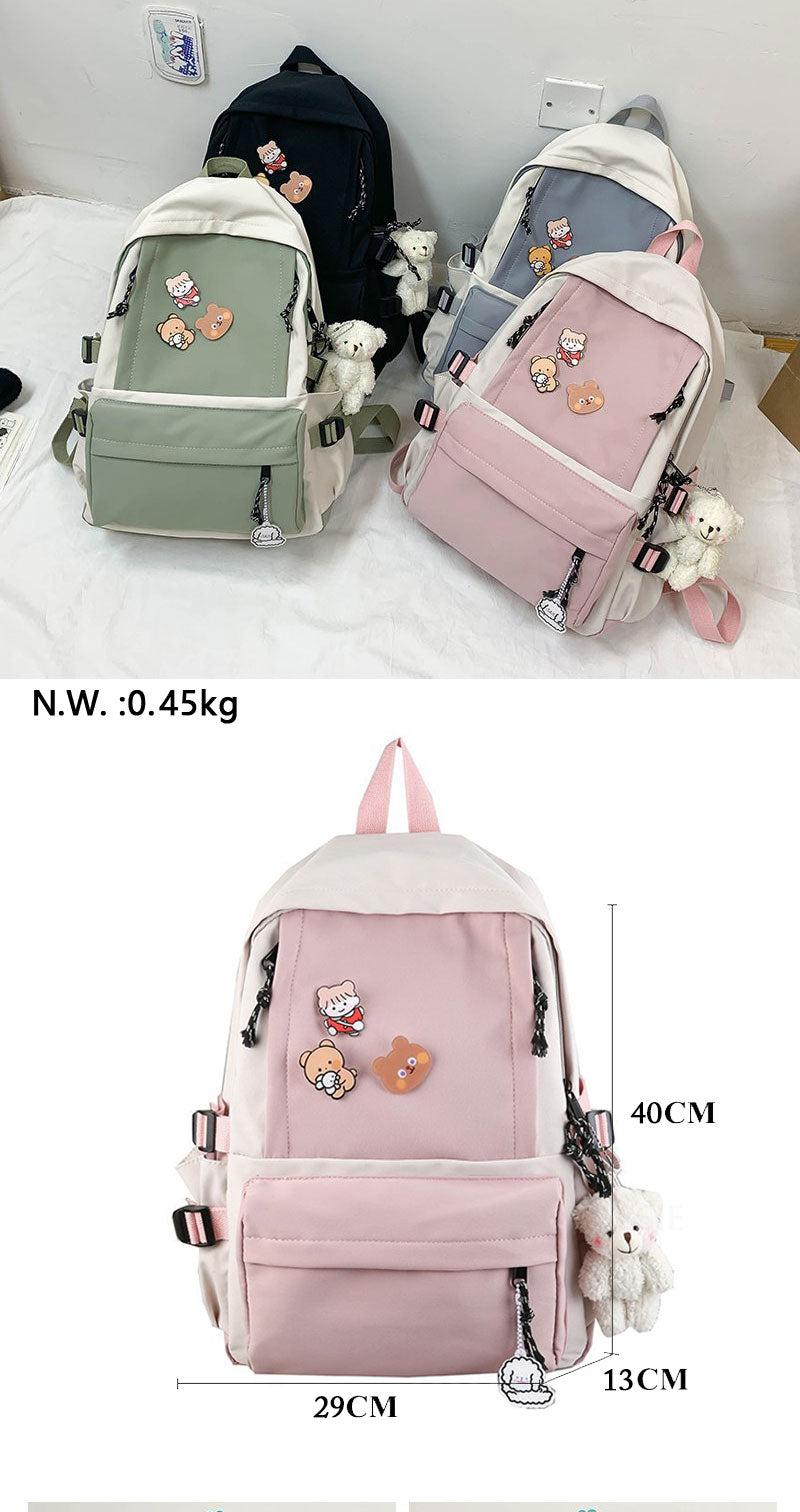 Waterproof Campus Small Fresh Twill Canvas School Bag Junior And High School Students