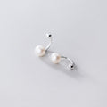 U bar Shell Beads Pearl Screw Stud Earrings