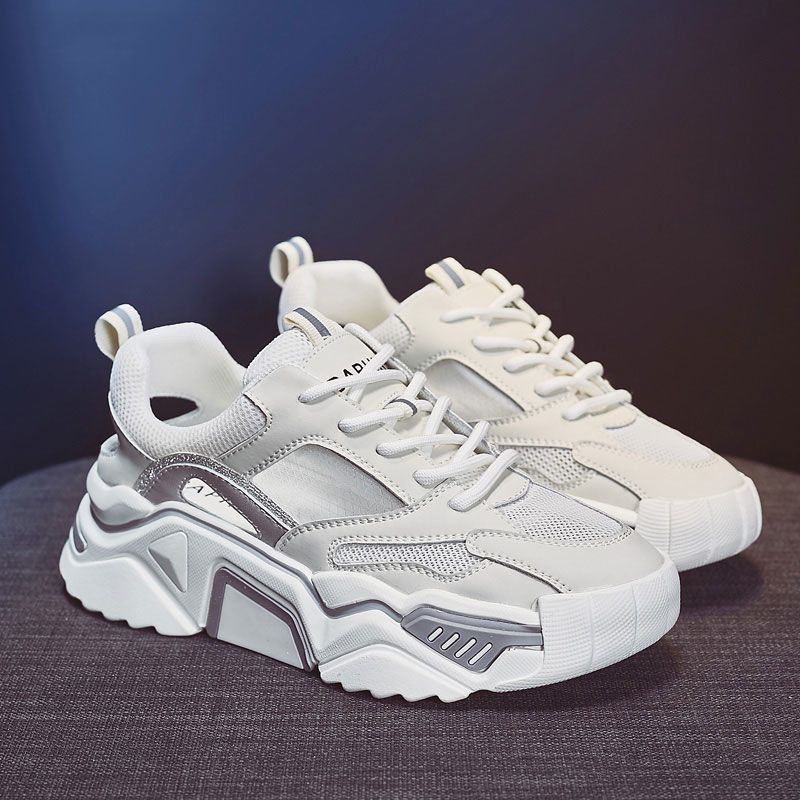 Spring Women's Mesh Breathable Comfortable Sneakers Thick-soled Lace-up Increased Dad Shoes Casual Vulcanized Shoes Women