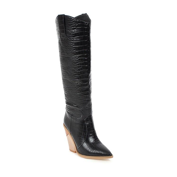 Winter New Short Plush Pointed Knight High Boots  Pattern Trendy Women