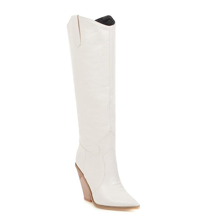 Winter New Short Plush Pointed Knight High Boots  Pattern Trendy Women