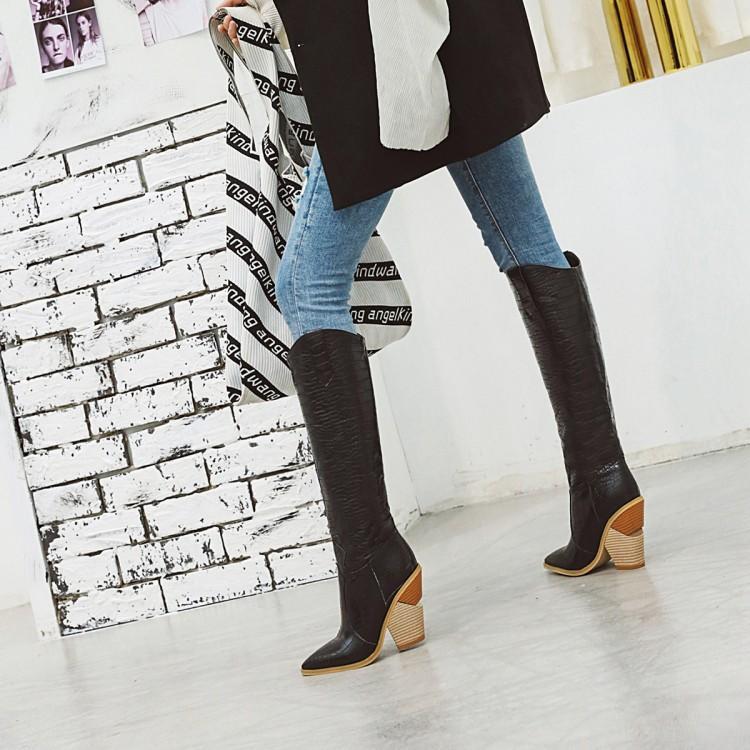 Winter New Short Plush Pointed Knight High Boots  Pattern Trendy Women