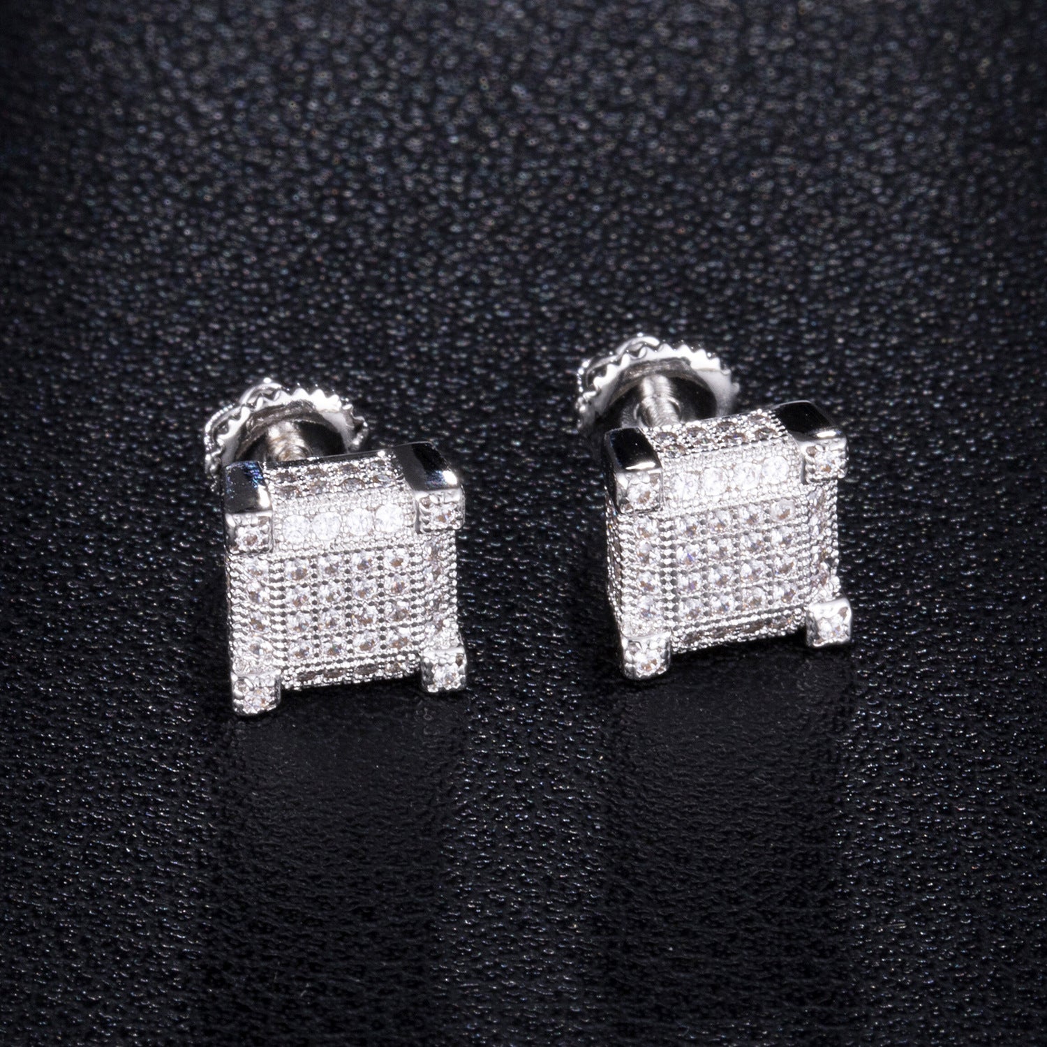 Hip-hop Earrings Copper Micro-inlaid Zircon Square Earrings
