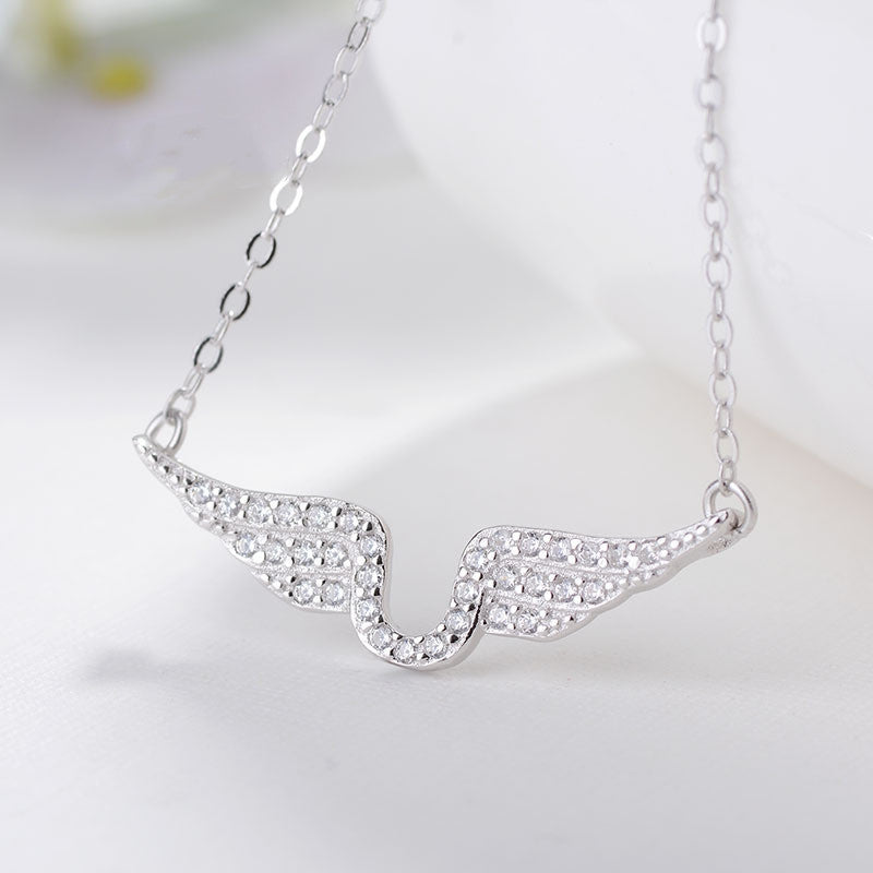 Gilding Zircon Angel Wings Chic All-match High-grade Light Luxury Ladies Necklace