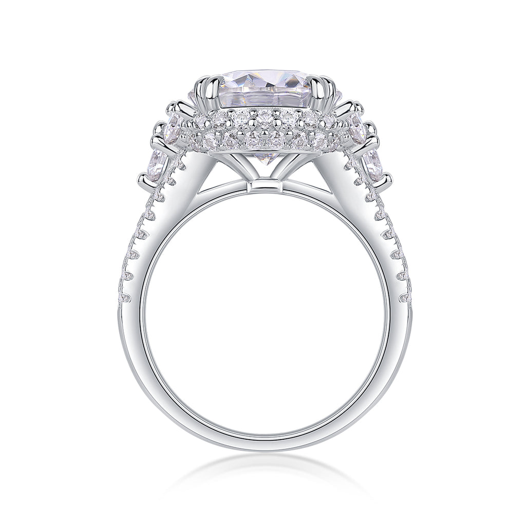Dance Youth - A 5-carat S925 Silver Diamond Wedding Ring Set With Top-quality Moissanite And Platinum Plating. The Ring Can Be Inspected With A Diamond Pen