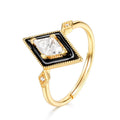 Oil-Drop White Zirconium Diamond Geometric Ring