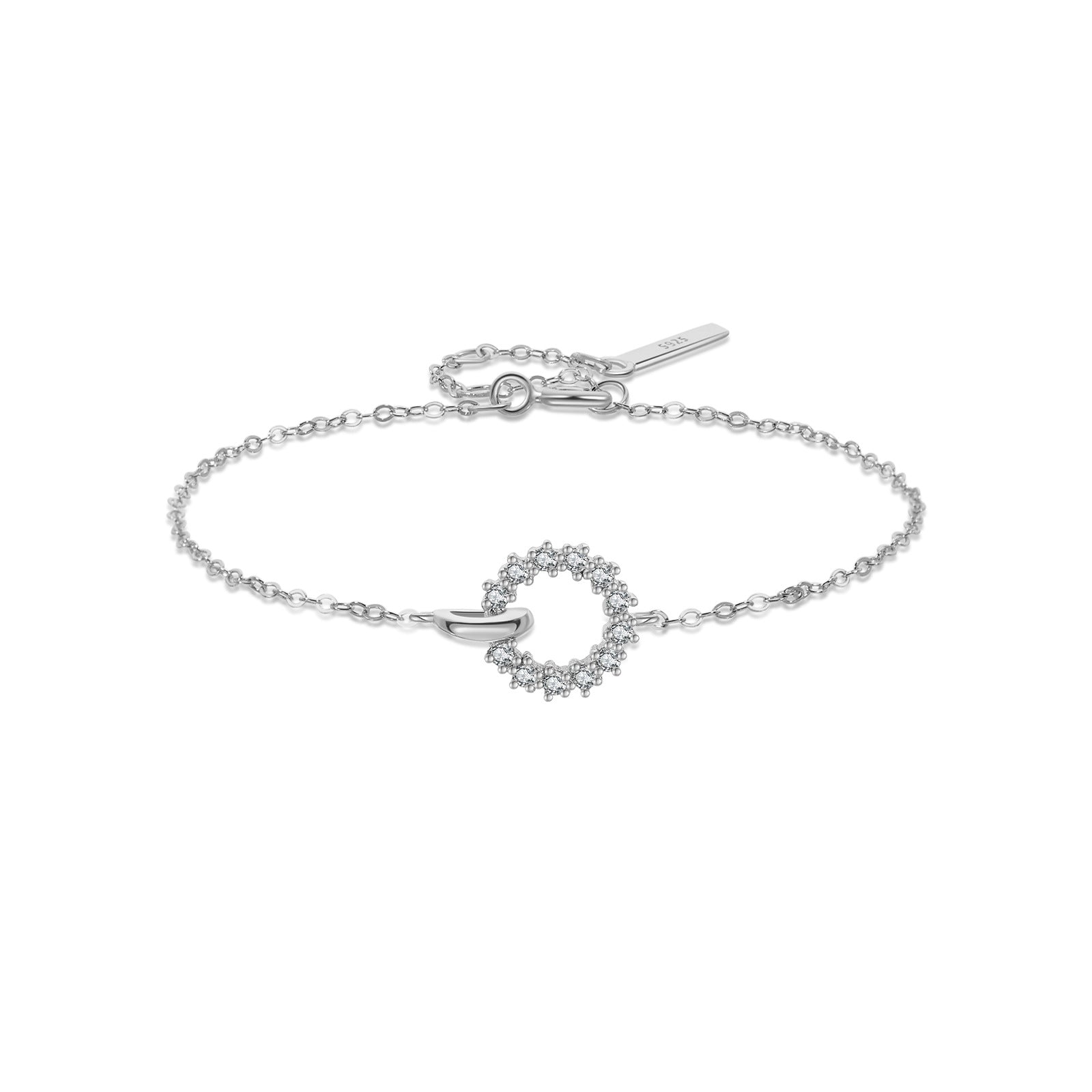 Interlocking Bracelet In 925 Sterling Silver With Micro-set Zirconia