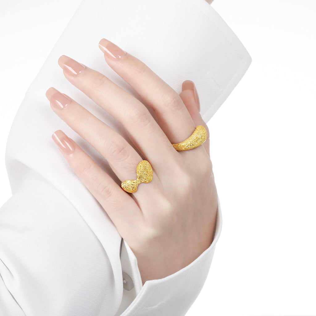 Geometric Round Frosted Ring Female Irregular Cold Wind Open Ring