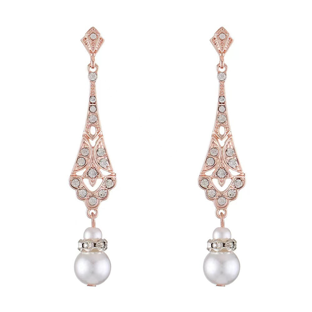 Alloy Silver Drop-shaped Pearl Earrings