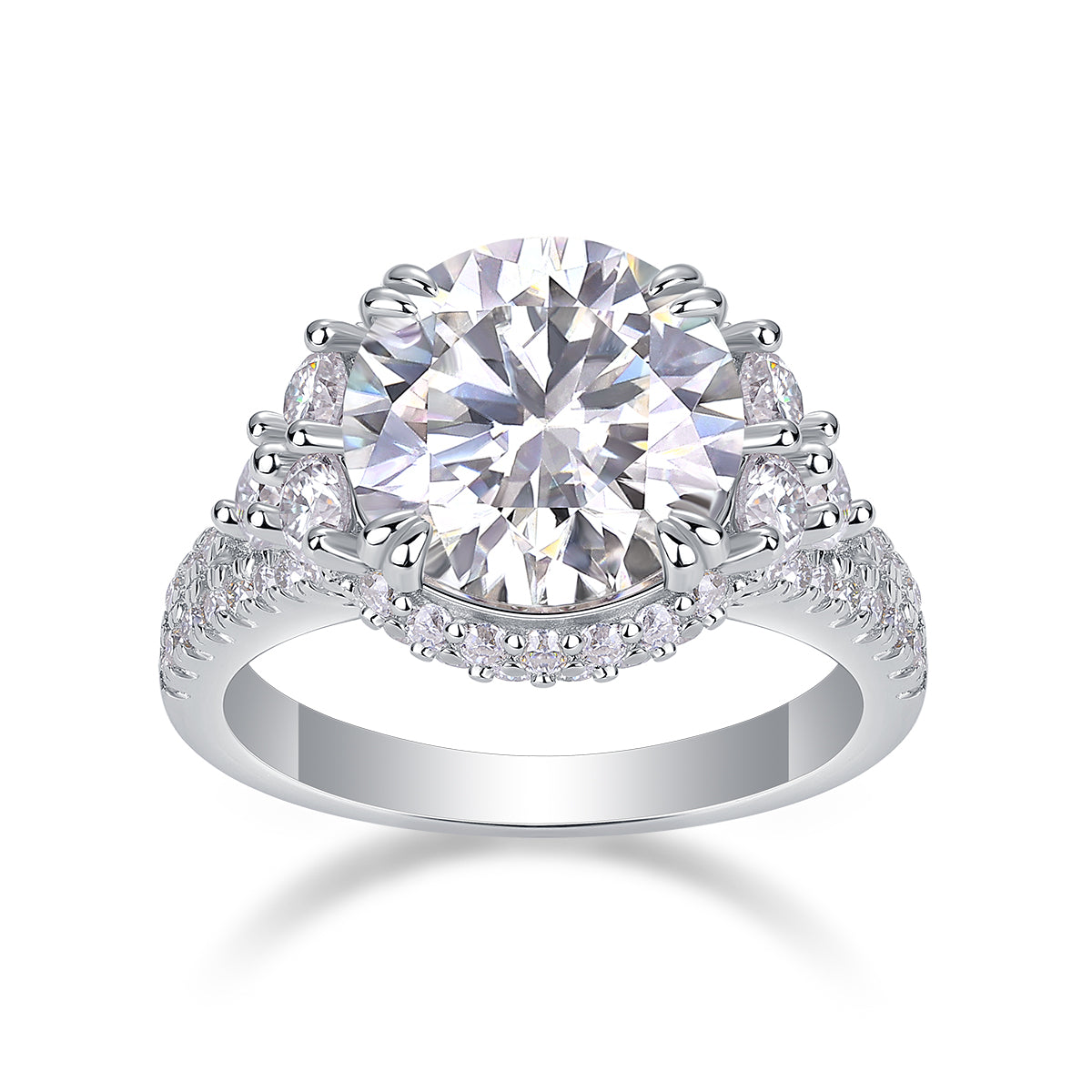 Dance Youth - A 5-carat S925 Silver Diamond Wedding Ring Set With Top-quality Moissanite And Platinum Plating. The Ring Can Be Inspected With A Diamond Pen