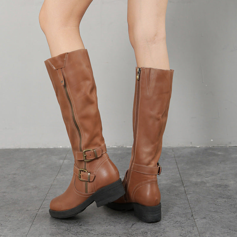 Casual Plus-Size Dr Martens Boots With Side Zipper And Thick Sole For Women