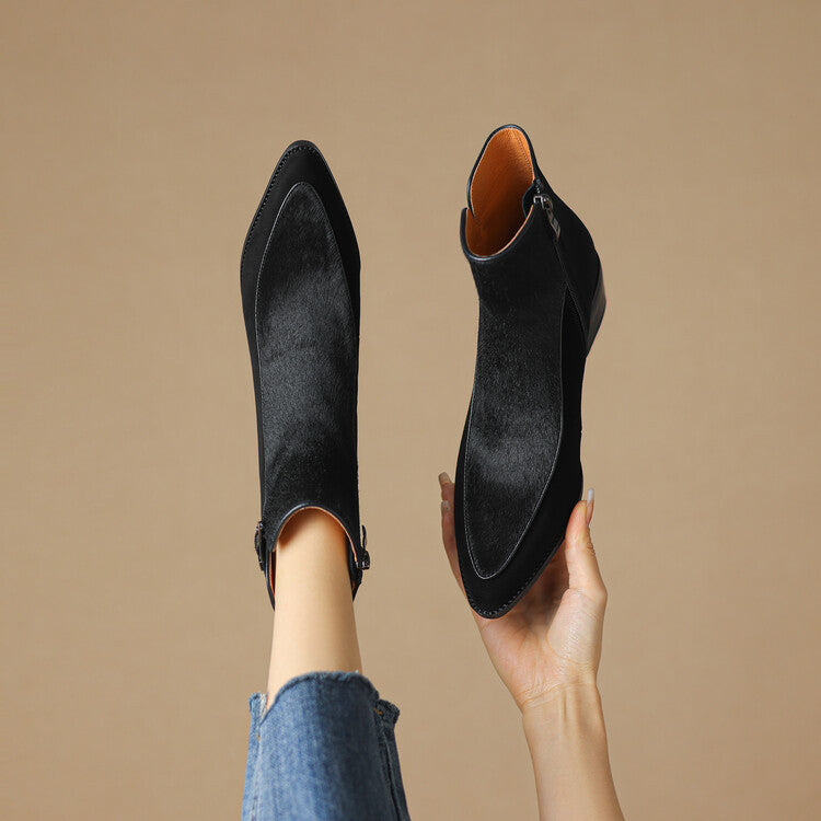 French High-end Suede Short Boots For Women, Autumn And Winter, Lined With Fleece, Genuine Leather