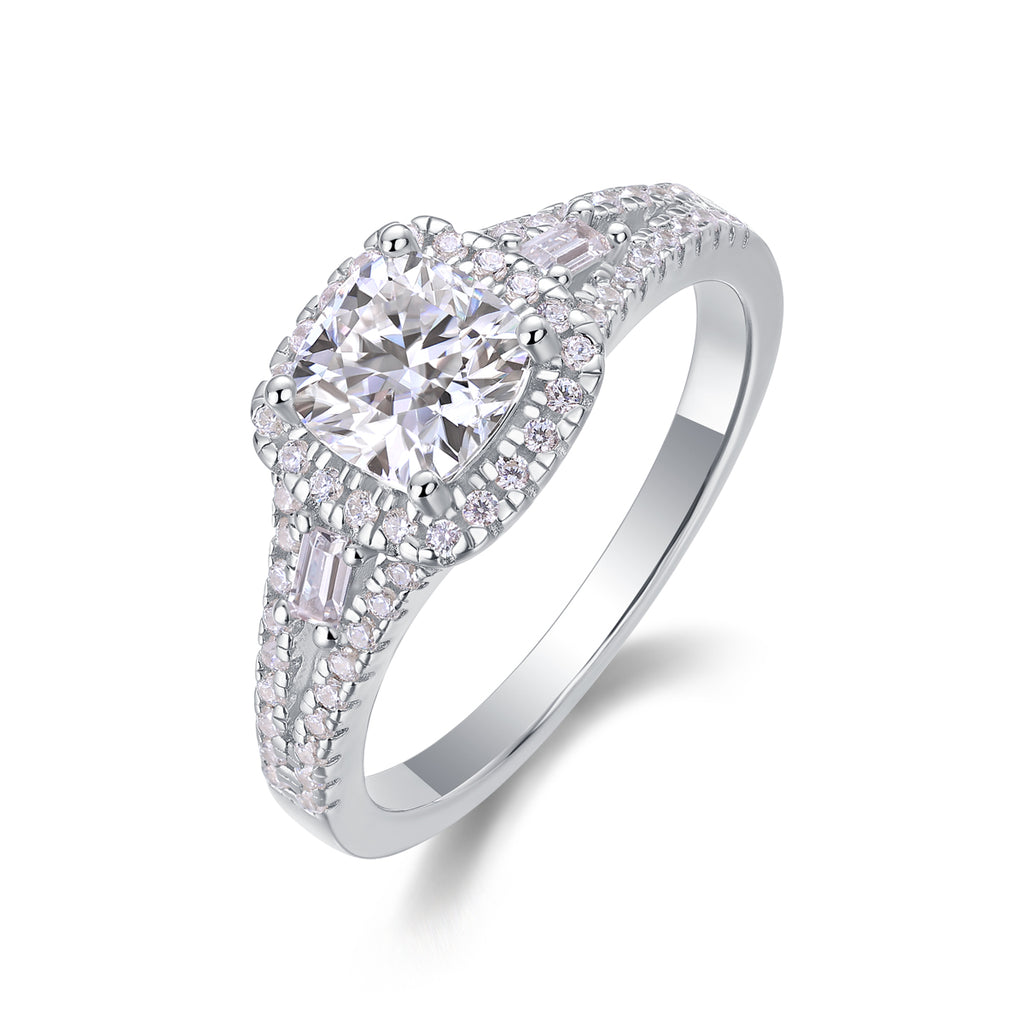 Day By Day - A Wedding Ring Set With Top-quality Moissanite S925 Silver And Platinum-plated Diamond Can Be Tested With A Diamond Pen