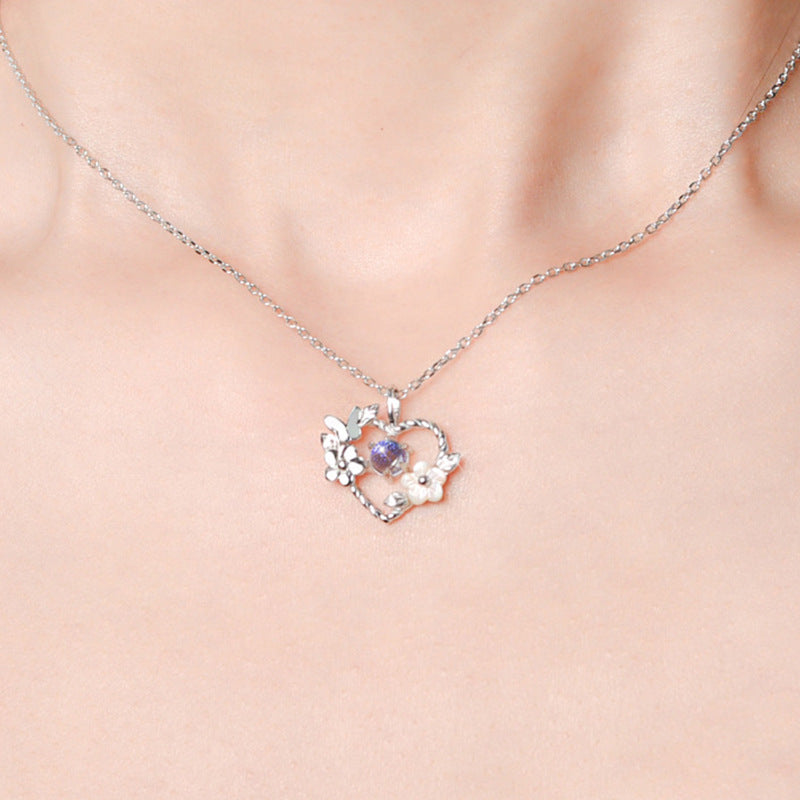 Sterling Silver Starry Glass Necklace Women's Niche Design Sense