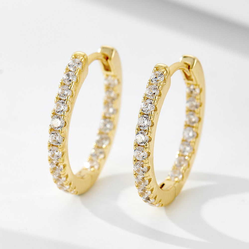 Women's 925 Sterling Silver Vintage High-End Diamond Encrusted Earrings