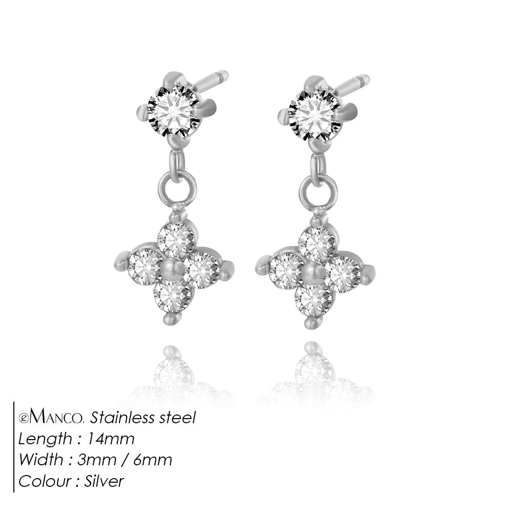 Women's Simple Fashion Zircon Flower Earrings