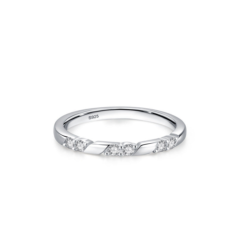 S925 Sterling Silver Geometric Design Zircon Ring