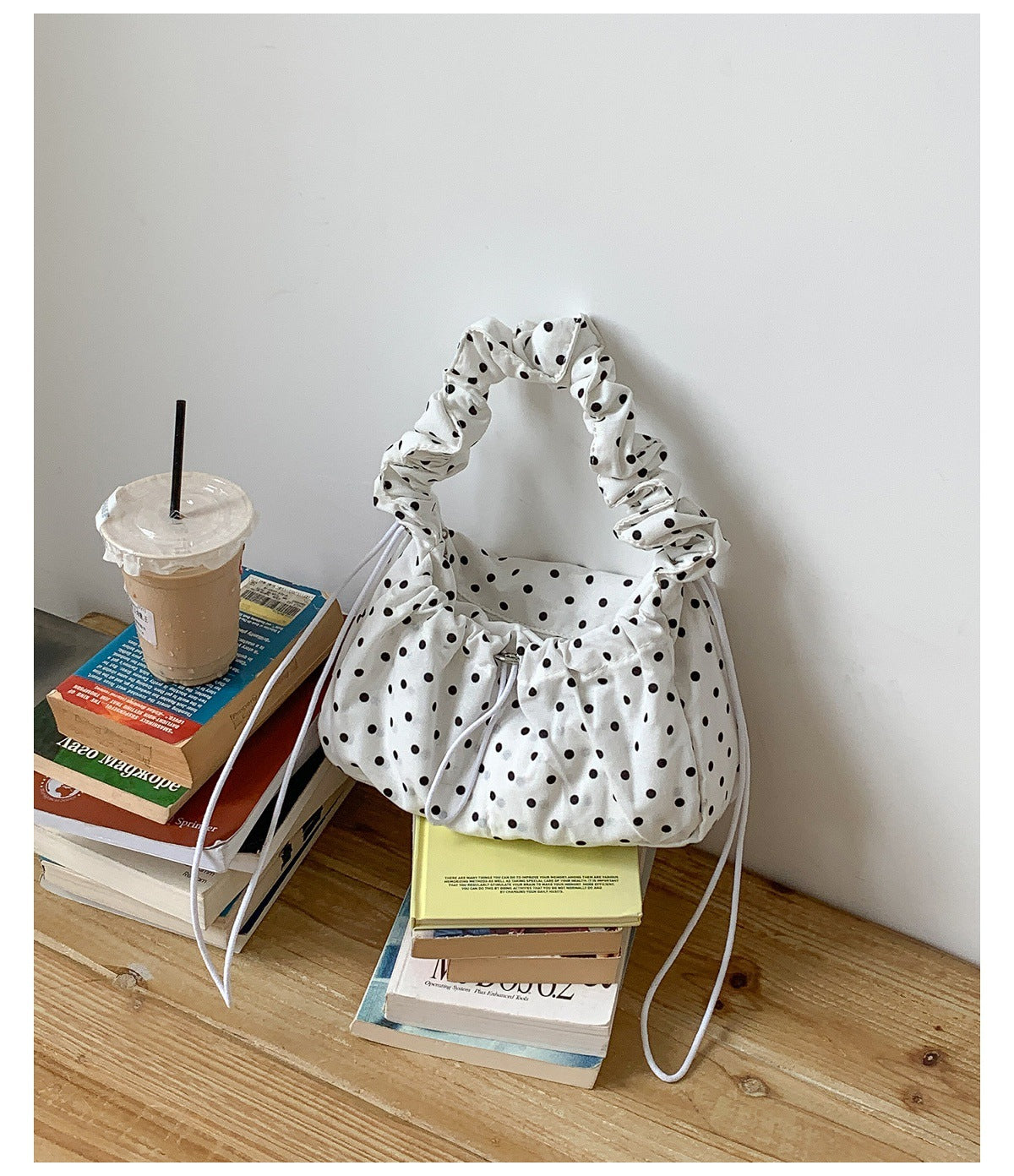 Korean-style Ruffled Polka-dot Underarm Shoulder Bag With A Cloud-like Design