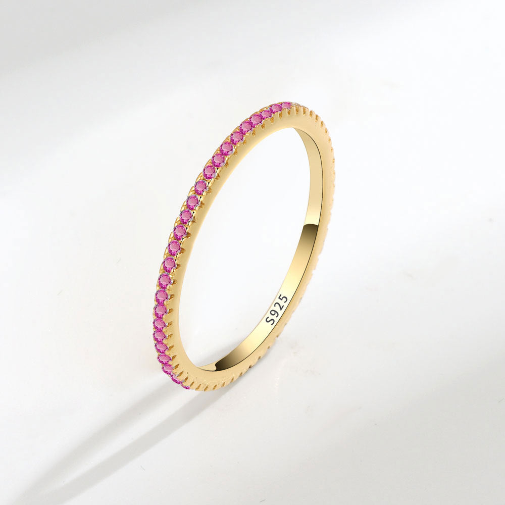 S925 Silver Fashion Full Diamond Little Finger Ring Single Row Ring