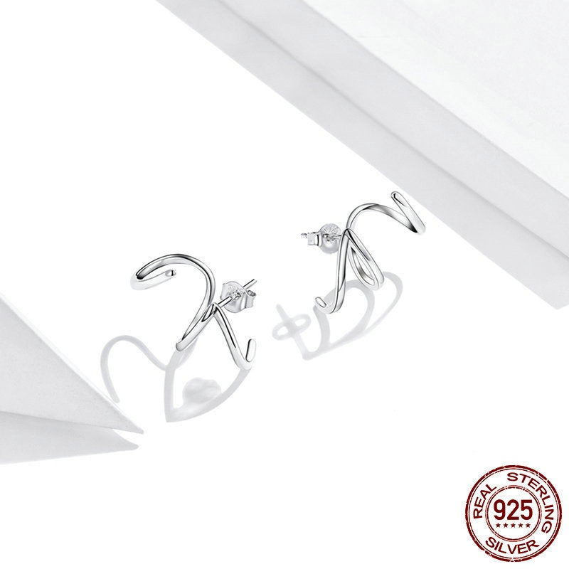 S925 Silver Simple Line Geometric Earrings
