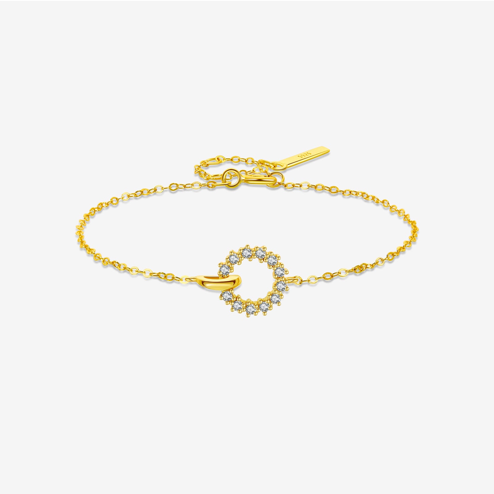 Interlocking Bracelet In 925 Sterling Silver With Micro-set Zirconia