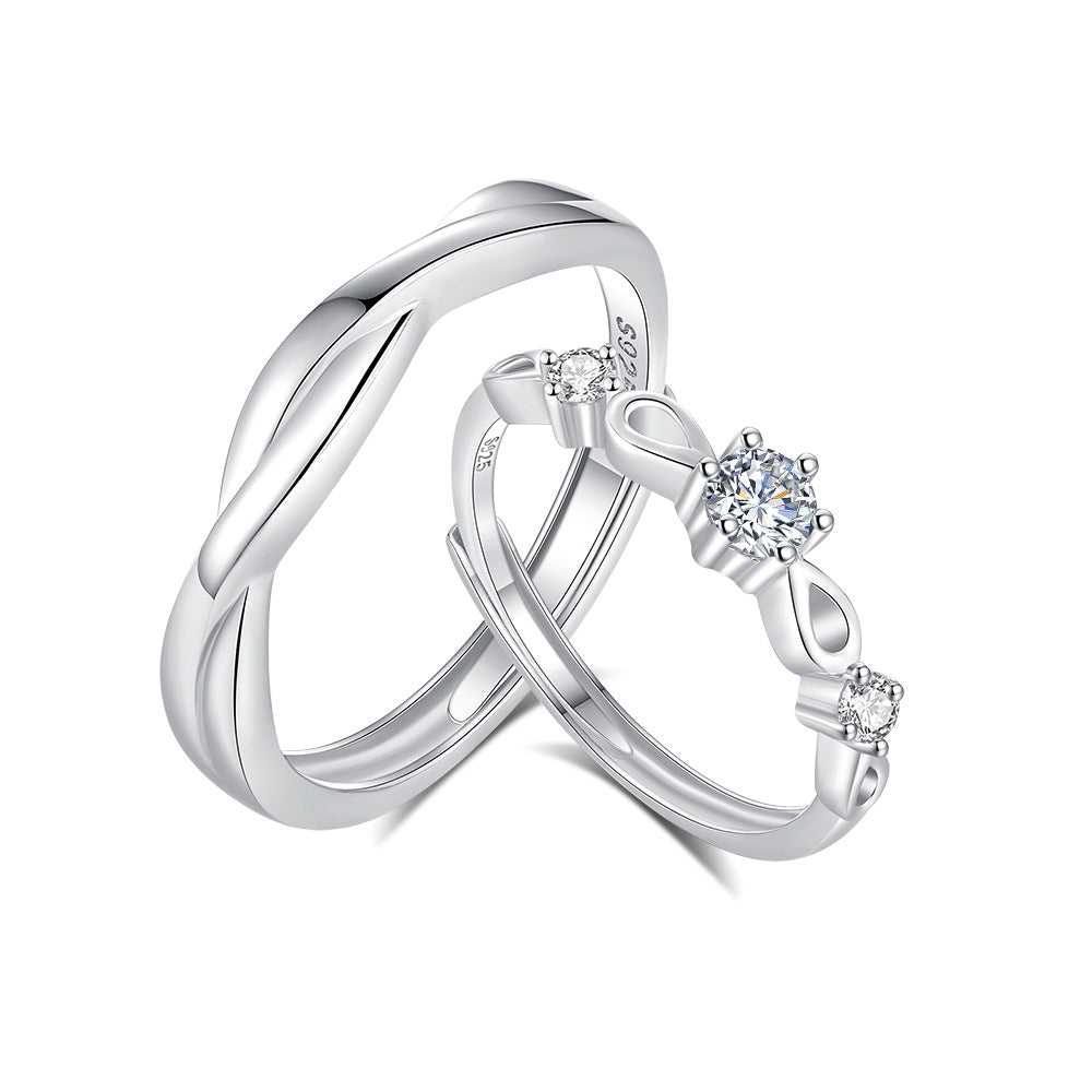 S925 Sterling Silver Green Silk Ring Couple Ring