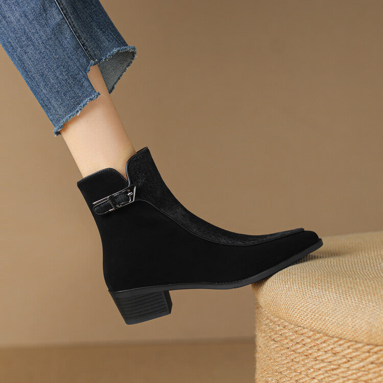 French High-end Suede Short Boots For Women, Autumn And Winter, Lined With Fleece, Genuine Leather
