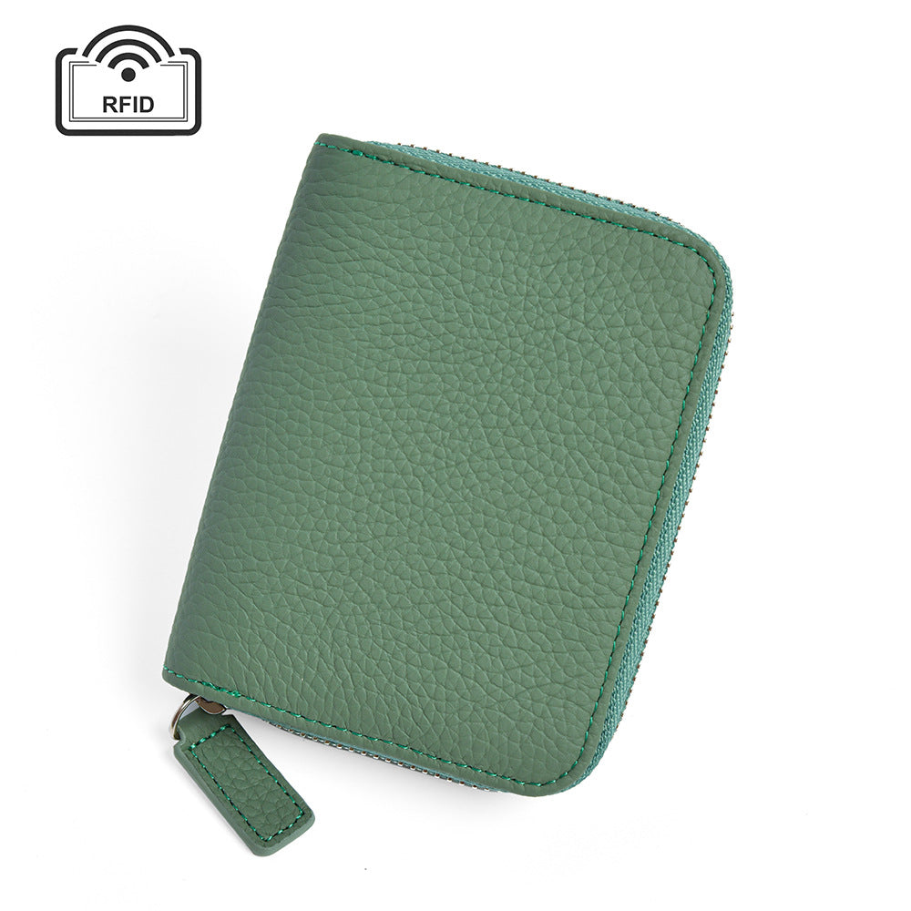 Leather Ins Organ Card Bag Rfid Anti-theft Zipper