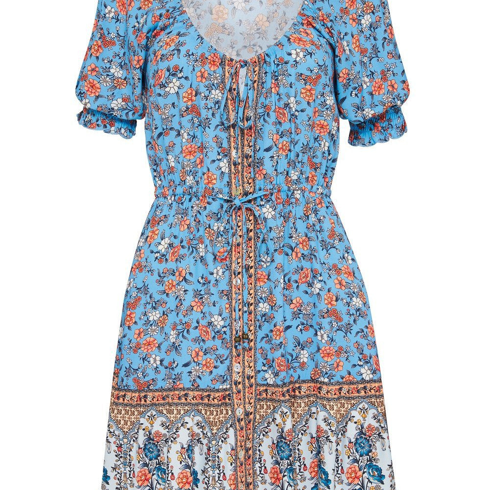 Short Sleeve Floral Dress For Women