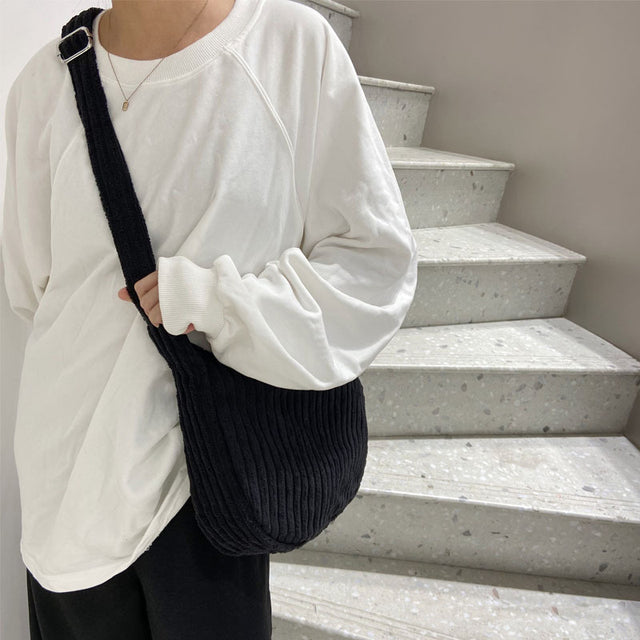 Large Capacity Corduroy Simple Shoulder Crossbody Bag