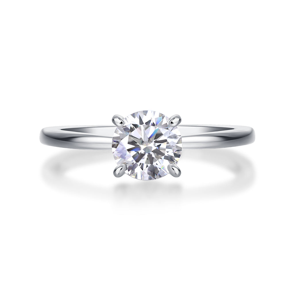 Oath - Set With 1-2 Carat Top-quality Moissanite S925 Silver And Platinum-plated Diamond Wedding Ring. The Ring Can Be Tested With A Diamond Pen. Gold Rose Gold