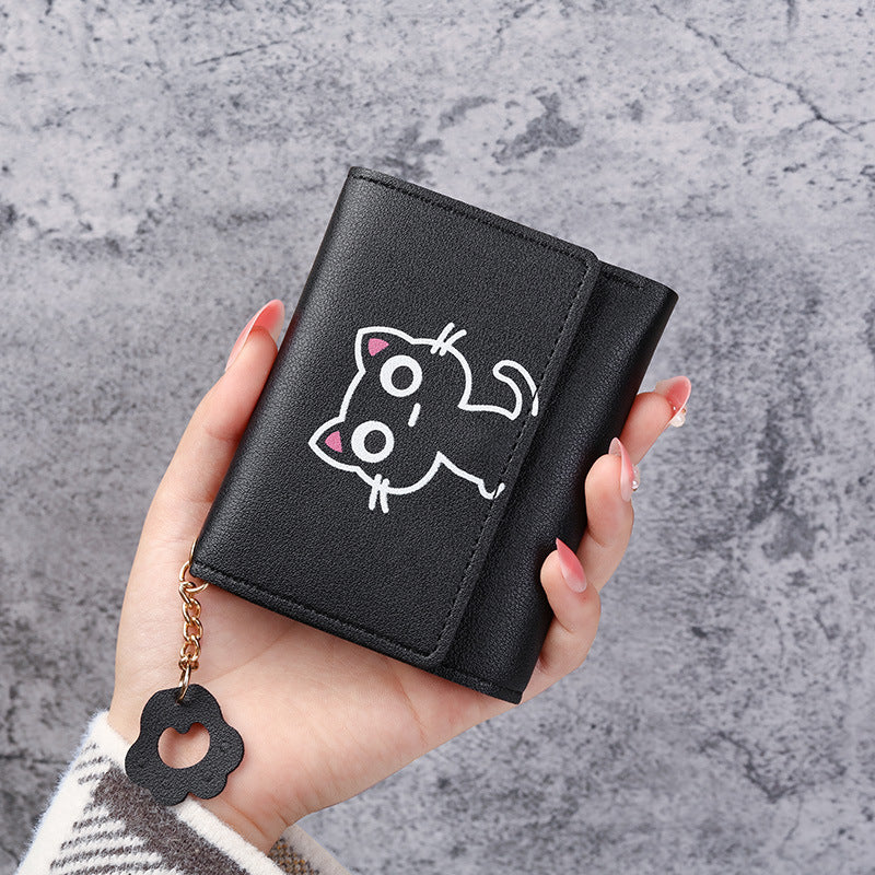 Women's Short Three-fold Cat Girls' Purse