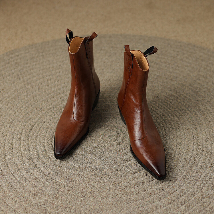 Autumn And Winter New Short Boots Women Pointed Toe Handsome British Style Martin Boots Solid Color