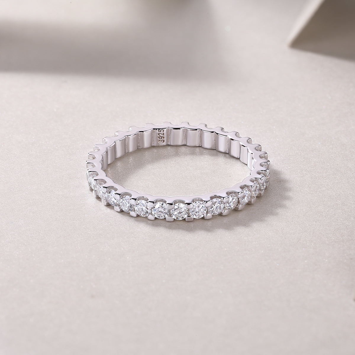 Wish - A Wedding Ring Set With Top-quality Moissanite S925 In Silver And Platinum-plated. The Ring Can Be Tested With A Diamond Pen