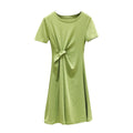 Fruit green careful waist short-sleeved dress women